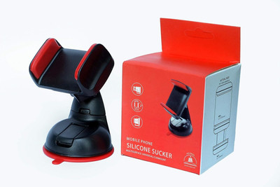 Wonder World Car Mobile Holder for Dashboard, Windshield, Clip(Black, Red)