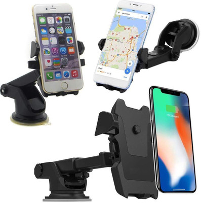 RHONNIUM Car Mobile Holder for Dashboard, Windshield, Anti-slip(Black)