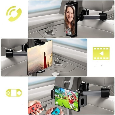 MODERNEHUB Car Mobile Holder for Headrest(Black)