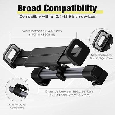 MODERNEHUB Car Mobile Holder for Headrest(Black)
