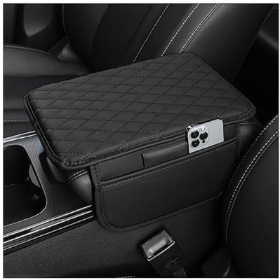 kridha Upgraded Microfiber Leather Car Armrest Cover Cushion with 2 Side Storage Bags, Car Armrest Pad Cushion