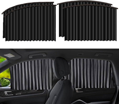 BUYEZONE 4 pcs Removable Pleated Universal Fit Magnetic Heat & Sun Protection for Windows Car Curtain
