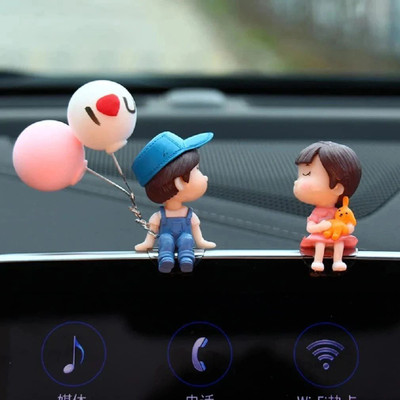 STEFFAN Car Dashboard Accessories Cute Cartoon Couples Action Figure Figurines Balloon Ornament Car Dashboard Toys Car Dashboard Cover(Universal For Car, Conquest Universal For Car)