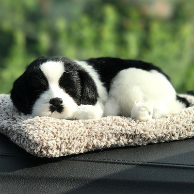 Selifaur Black and White Sleeping Dog Soft Toy in - Car Dashboard Decorations Accessories Car Dashboard Cover(DC Universal For Car)