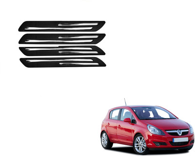 FORSONS Rubber Car Bumper Guard(Black, Pack of 4 pcs Double Chrome Bumper Protector, Opel, Corsa)