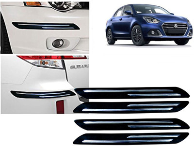 Selifaur Plastic, Rubber Car Bumper Guard(Black, Silver, Pack of 4 Pcs Double Chrome Bumper Protector, Maruti, Swift Dzire)