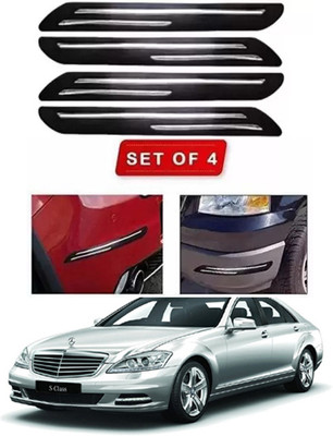 RONISH Microfibre, Silicone, Stainless Steel, Rubber Car Bumper Guard(Black, Silver, Pack of 4, Mercedes Benz, S300)