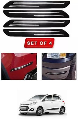RONISH Microfibre, Silicone, Stainless Steel, Rubber Car Bumper Guard(Black, Silver, Pack of 4, Hyundai, Grand i10)