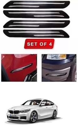 RONISH Microfibre, Silicone, Stainless Steel, Rubber Car Bumper Guard(Black, Silver, Pack of 4, BMW, Universal For Car)