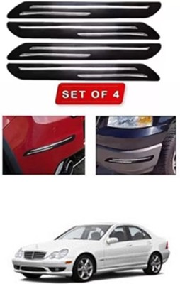 RONISH Microfibre, Silicone, Stainless Steel, Rubber Car Bumper Guard(Black, Silver, Pack of 4, Mercedes Benz, C280)