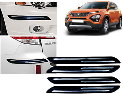 Selifaur Plastic, Rubber Car Bumper Guard(Black, Silver, Pack of 4 Pcs Double Chrome Bumper Protector, Tata, TT)