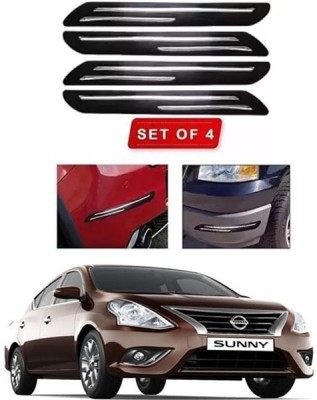 RONISH Microfibre, Silicone, Stainless Steel, Rubber Car Bumper Guard(Black, Silver, Pack of 4, Nissan, Sunny)