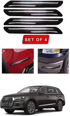 RONISH Microfibre, Silicone, Stainless Steel, Rubber Car Bumper Guard(Black, Silver, Pack of 4, Audi, Universal For Car)
