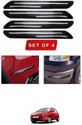 RONISH Microfibre, Silicone, Stainless Steel, Rubber Car Bumper Guard(Black, Silver, Pack of 4, Hyundai, i20)