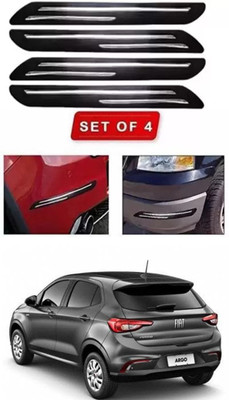 RONISH Microfibre, Silicone, Stainless Steel, Rubber Car Bumper Guard(Black, Silver, Pack of 4, Fiat, Universal For Car)