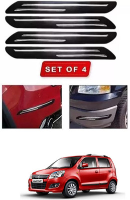RONISH Microfibre, Silicone, Stainless Steel, Rubber Car Bumper Guard(Black, Silver, Pack of 4, Maruti, Universal For Car)