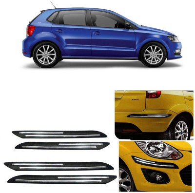 RWT Stainless Steel, Plastic Car Bumper Guard(Black, Silver, Pack of 4, Volkswagen, Polo GT)