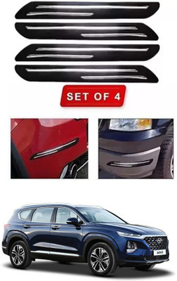 RONISH Microfibre, Silicone, Stainless Steel, Rubber Car Bumper Guard(Black, Silver, Pack of 4, Hyundai, Universal For Car)