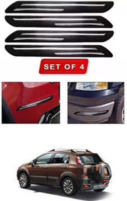 RONISH Microfibre, Silicone, Stainless Steel, Rubber Car Bumper Guard(Black, Silver, Pack of 4, Fiat, Avventura)