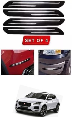 RONISH Microfibre, Silicone, Stainless Steel, Rubber Car Bumper Guard(Black, Silver, Pack of 4, Jaguar, Universal For Car)