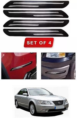 RONISH Microfibre, Silicone, Stainless Steel, Rubber Car Bumper Guard(Black, Silver, Pack of 4, Hyundai, Sonata Embera)
