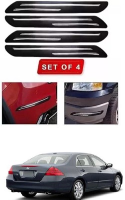 RONISH Microfibre, Silicone, Stainless Steel, Rubber Car Bumper Guard(Black, Silver, Pack of 4, Honda, Accord)