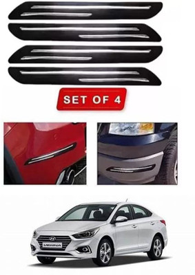 RONISH Microfibre, Silicone, Stainless Steel, Rubber Car Bumper Guard(Black, Silver, Pack of 4, Hyundai, Verna)