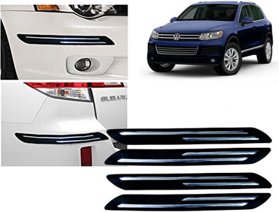 Selifaur Plastic, Rubber Car Bumper Guard(Black, Silver, Pack of 4 Pcs Double Chrome Bumper Protector, Volkswagen, Touareg)