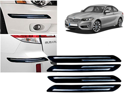 Selifaur Plastic, Rubber Car Bumper Guard(Black, Silver, Pack of 4 Pcs Double Chrome Bumper Protector, BMW, 2 Series)