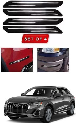 RONISH Microfibre, Silicone, Stainless Steel, Rubber Car Bumper Guard(Black, Silver, Pack of 4, Audi, Universal For Car)