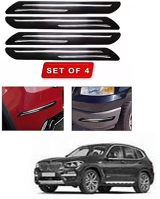 RONISH Microfibre, Silicone, Stainless Steel, Rubber Car Bumper Guard(Black, Silver, Pack of 4, BMW, X3)