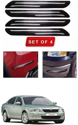 RONISH Microfibre, Silicone, Stainless Steel, Rubber Car Bumper Guard(Black, Silver, Pack of 4, Fiat, Universal For Car)