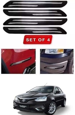 RONISH Microfibre, Silicone, Stainless Steel, Rubber Car Bumper Guard(Black, Silver, Pack of 4, Toyota, Universal For Car)