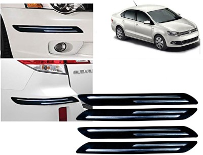 Selifaur Plastic, Rubber Car Bumper Guard(Black, Silver, Pack of 4 Pcs Double Chrome Bumper Protector, Volkswagen, Vento)