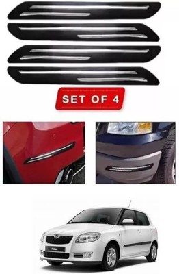 RONISH Microfibre, Silicone, Stainless Steel, Rubber Car Bumper Guard(Black, Silver, Pack of 4, Skoda, Fabia)