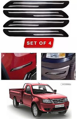 RONISH Microfibre, Silicone, Stainless Steel, Rubber Car Bumper Guard(Black, Silver, Pack of 4, Tata, Universal For Car)