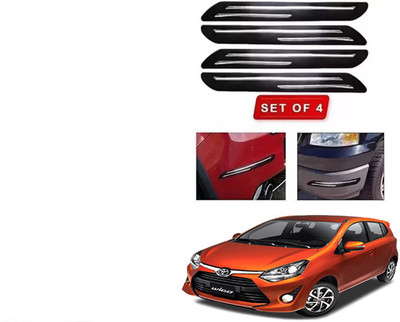 RONISH Microfibre, Silicone, Stainless Steel, Rubber Car Bumper Guard(Black, Silver, Pack of 4, Toyota, Universal For Car)