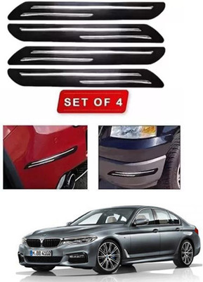 RONISH Microfibre, Silicone, Stainless Steel, Rubber Car Bumper Guard(Black, Silver, Pack of 4, BMW, 520d)
