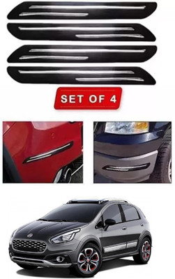 RONISH Microfibre, Silicone, Stainless Steel, Rubber Car Bumper Guard(Black, Silver, Pack of 4, Fiat, Universal For Car)