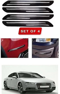 RONISH Microfibre, Silicone, Stainless Steel, Rubber Car Bumper Guard(Black, Silver, Pack of 4, Audi, A7)