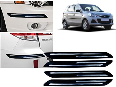 Selifaur Plastic, Rubber Car Bumper Guard(Black, Silver, Pack of 4 Pcs Double Chrome Bumper Protector, Maruti, Alto K10)