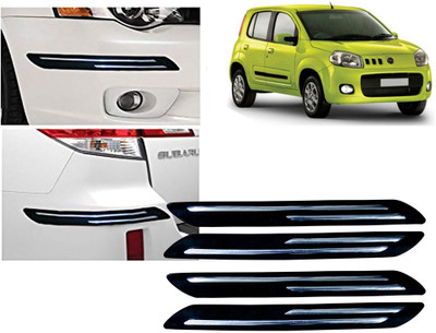 Selifaur Plastic, Rubber Car Bumper Guard(Black, Silver, Pack of 4 Pcs Double Chrome Bumper Protector, Fiat, Uno)