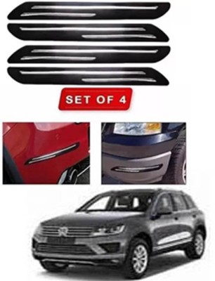 RONISH Microfibre, Silicone, Stainless Steel, Rubber Car Bumper Guard(Black, Silver, Pack of 4, Volkswagen, Touareg)