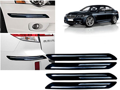 Selifaur Plastic, Rubber Car Bumper Guard(Black, Silver, Pack of 4 Pcs Double Chrome Bumper Protector, BMW, 5 Series)