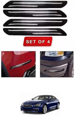 RONISH Microfibre, Silicone, Stainless Steel, Rubber Car Bumper Guard(Black, Silver, Pack of 4, BMW, 6 Series)