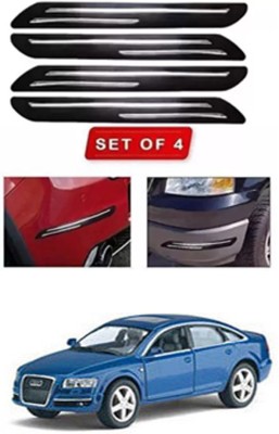 RONISH Microfibre, Silicone, Stainless Steel, Rubber Car Bumper Guard(Black, Silver, Pack of 4, Audi, A6)