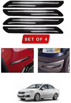 RONISH Microfibre, Silicone, Stainless Steel, Rubber Car Bumper Guard(Black, Silver, Pack of 4, Fiat, Universal For Car)