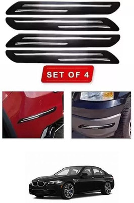 RONISH Microfibre, Silicone, Stainless Steel, Rubber Car Bumper Guard(Black, Silver, Pack of 4, BMW, 520i)