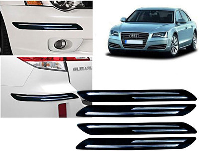 Selifaur Plastic, Rubber Car Bumper Guard(Black, Silver, Pack of 4 Pcs Double Chrome Bumper Protector, Audi, A8)