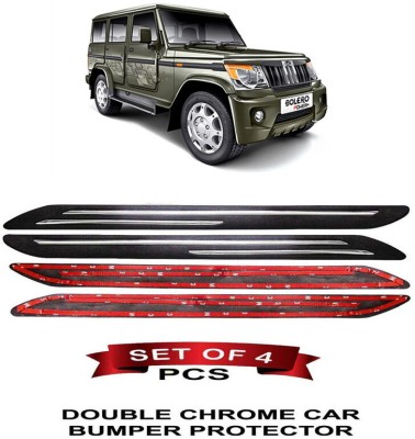 RWT Stainless Steel, Plastic Car Bumper Guard(Black, Silver, Pack of 4, Mahindra, Bolero)